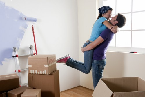 Careful packing and loading of fragile items into a van