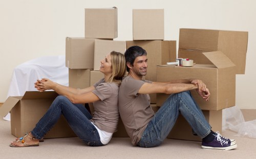 Removal van and moving boxes for a house move in Bromley
