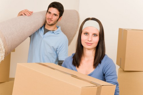 Packed commercial items organised for transport in Bromley