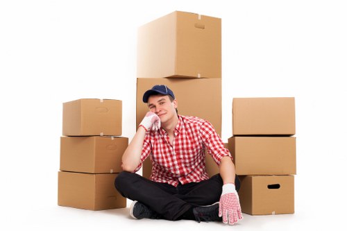Careful loading of boxes and household items into a removal van